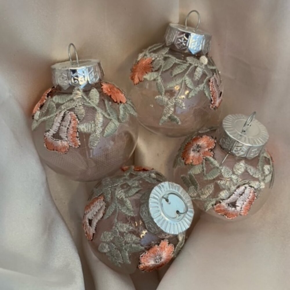$10 if bundled w/another item! Hand Crafted Silver And Coral Christmas Ornaments